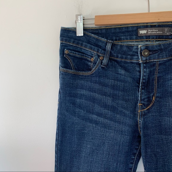 Levi’s Women Size 8 (29) Jeans Mid Rise Straight Slight Curve Stretch Blue - Picture 4 of 12